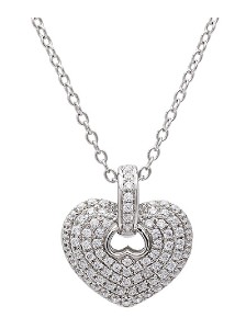 A heart pendant covered in diamonds