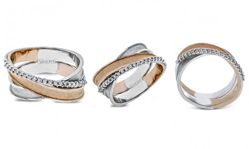 Multi-metal fashion rings with diamonds