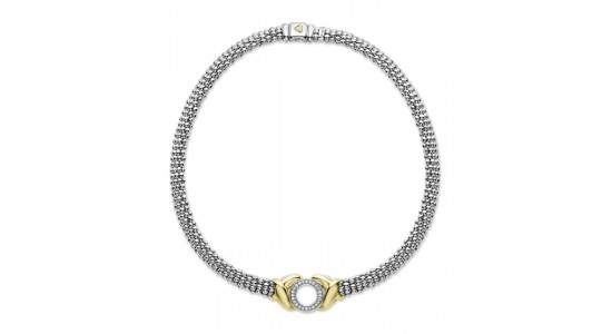 a mixed metal choker necklace by Lagos featuring their signature caviar detailing
