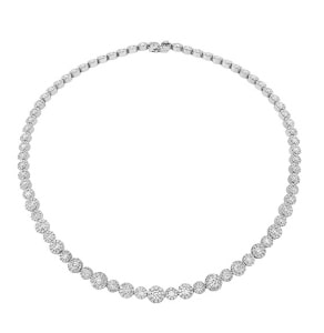 A white gold tennis necklace with diamonds from Hearts On Fire.