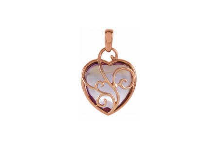 A rose gold and amethyst pendant by Stuller, available at Northeastern Fine Jewelry.