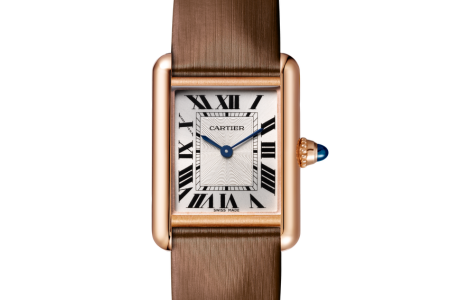 A close-up of a Cartier Tank Louis watch, available at Northeastern Fine Jewelry.